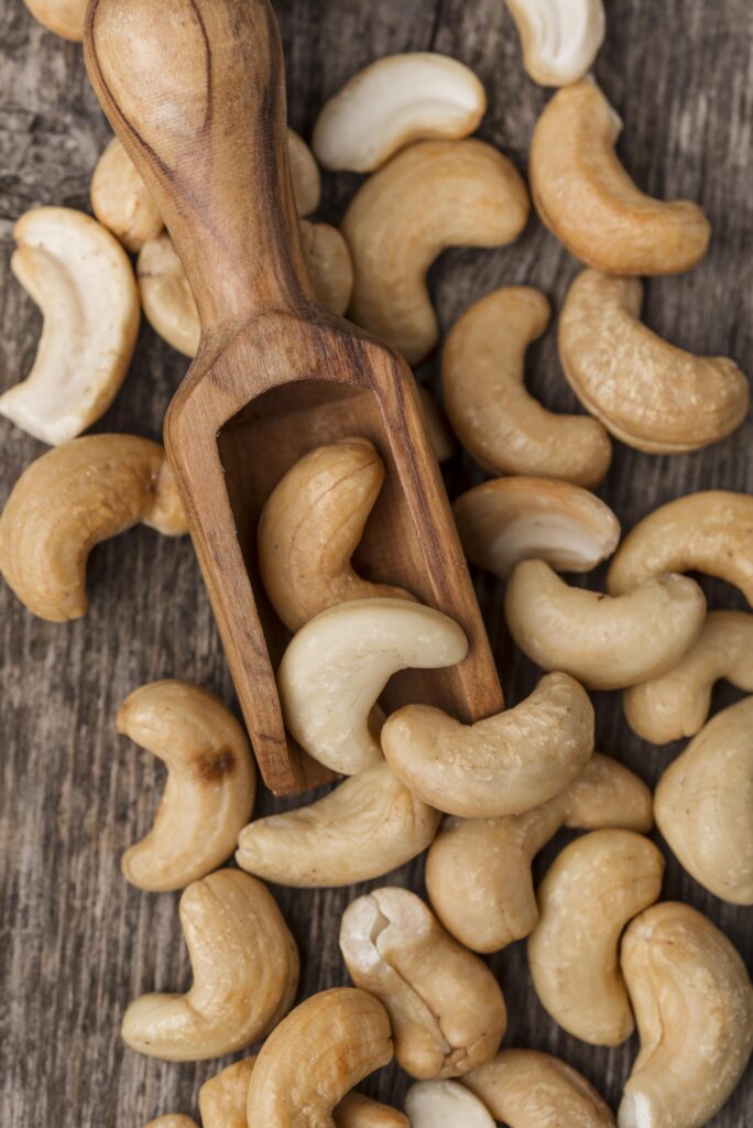healthy raw cashew nuts close up